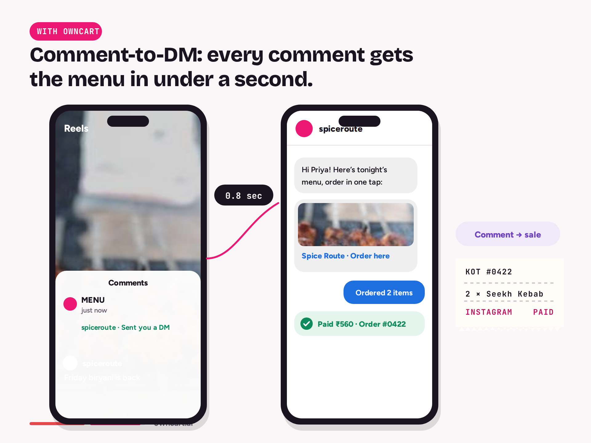 Watch comment to order — with OwnCart